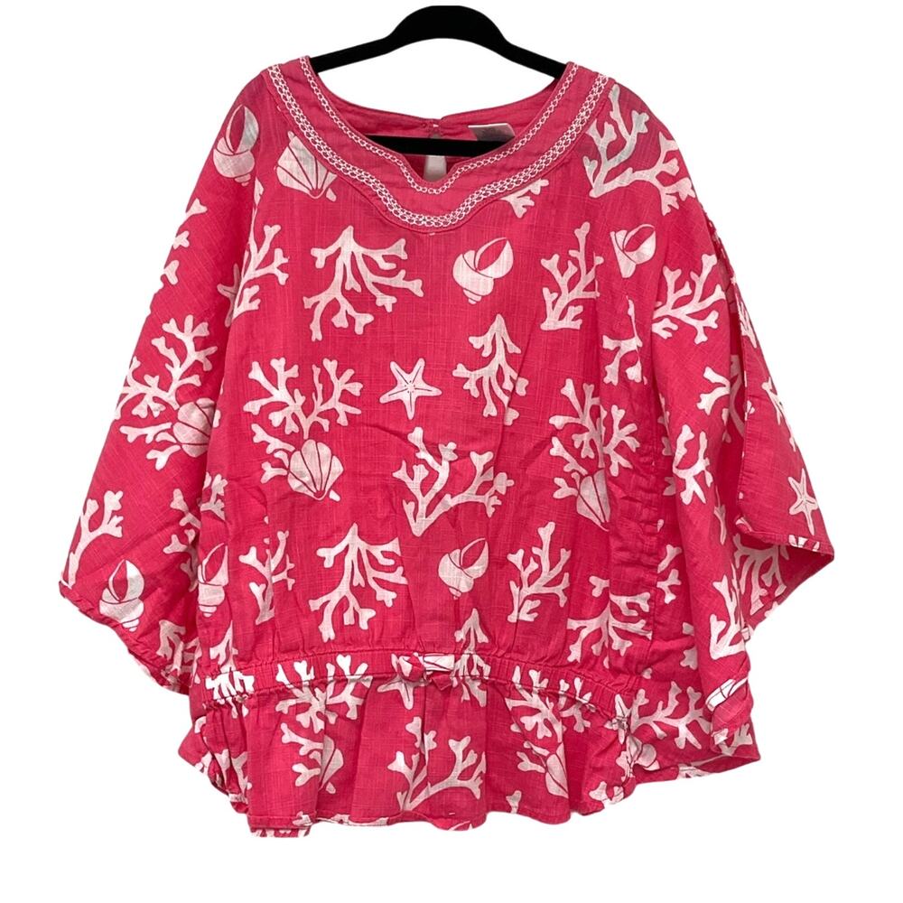 Gymboree Girls Pink White Coral Starfish Print Elastic Waist Top 7
